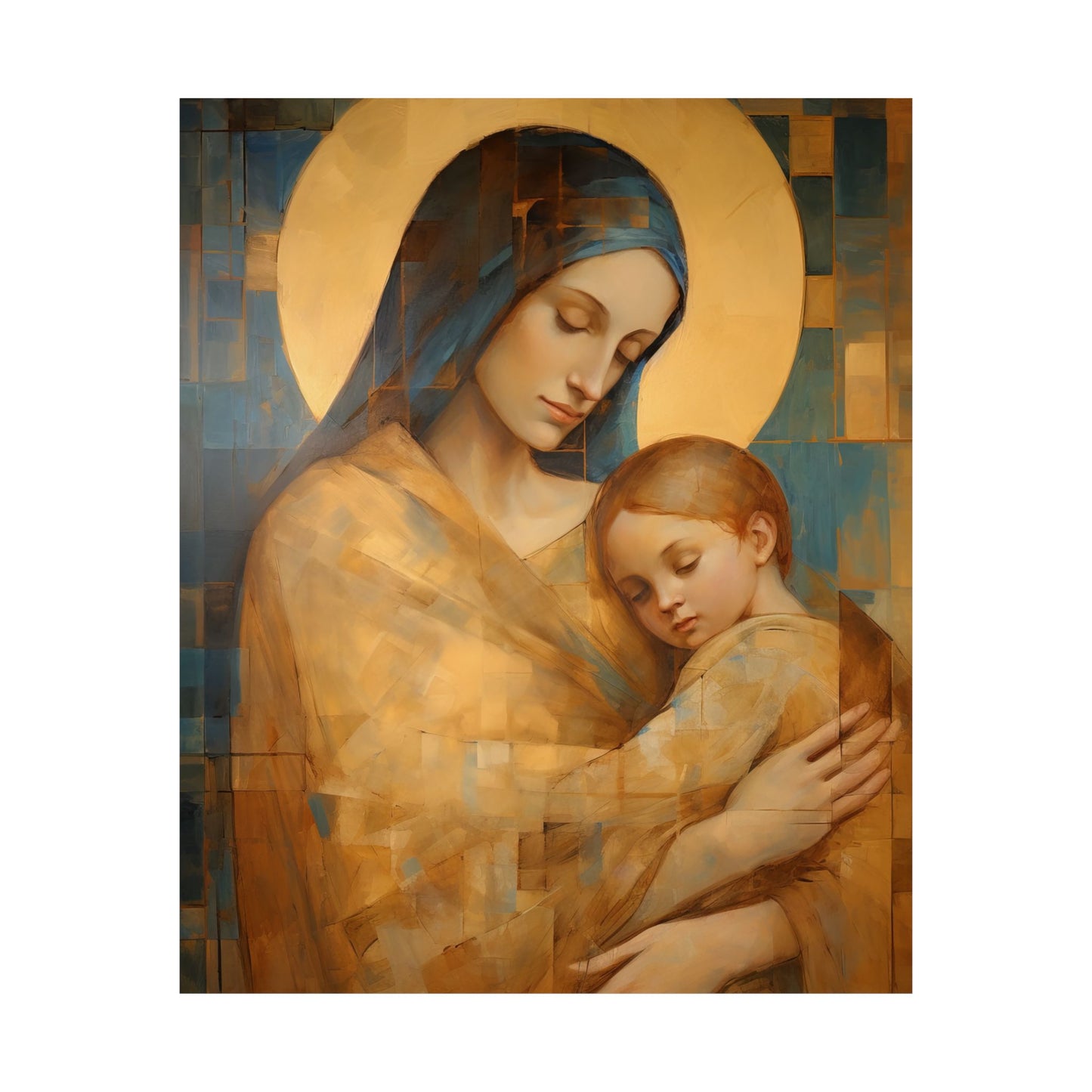 Heavenly Connection - Mary and the Divine Son - Multiple Sizes - Premium Matte Vertical Posters - Christ Child and Mother Mary