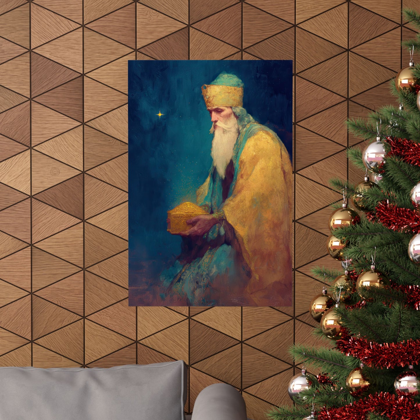 Caspar and the Offering of Worship - 3 Wise Men - Sanctified Souls Print - Multiple Sizes - Premium Matte Vertical Posters
