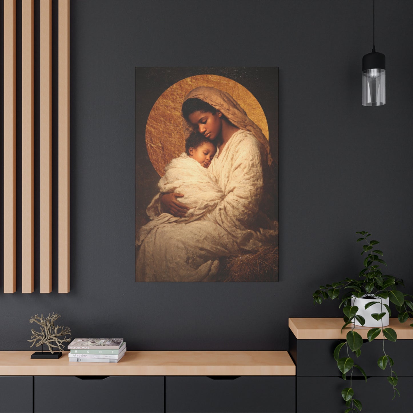 Our Lady of the Manger - Mother Mary and the Christ Child - Gallery Wrapped Canvas - Print - Religious Art for your Home - Catholic