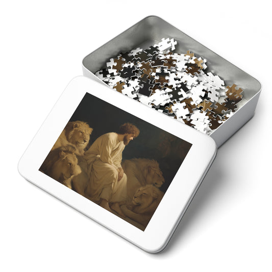 Faith Amid the Beasts - Daniel in the Lions Den- Bible Story - Puzzle and Keepsake Tin - Religious Jigsaw Puzzle (30, 110, 252, 500,1000)