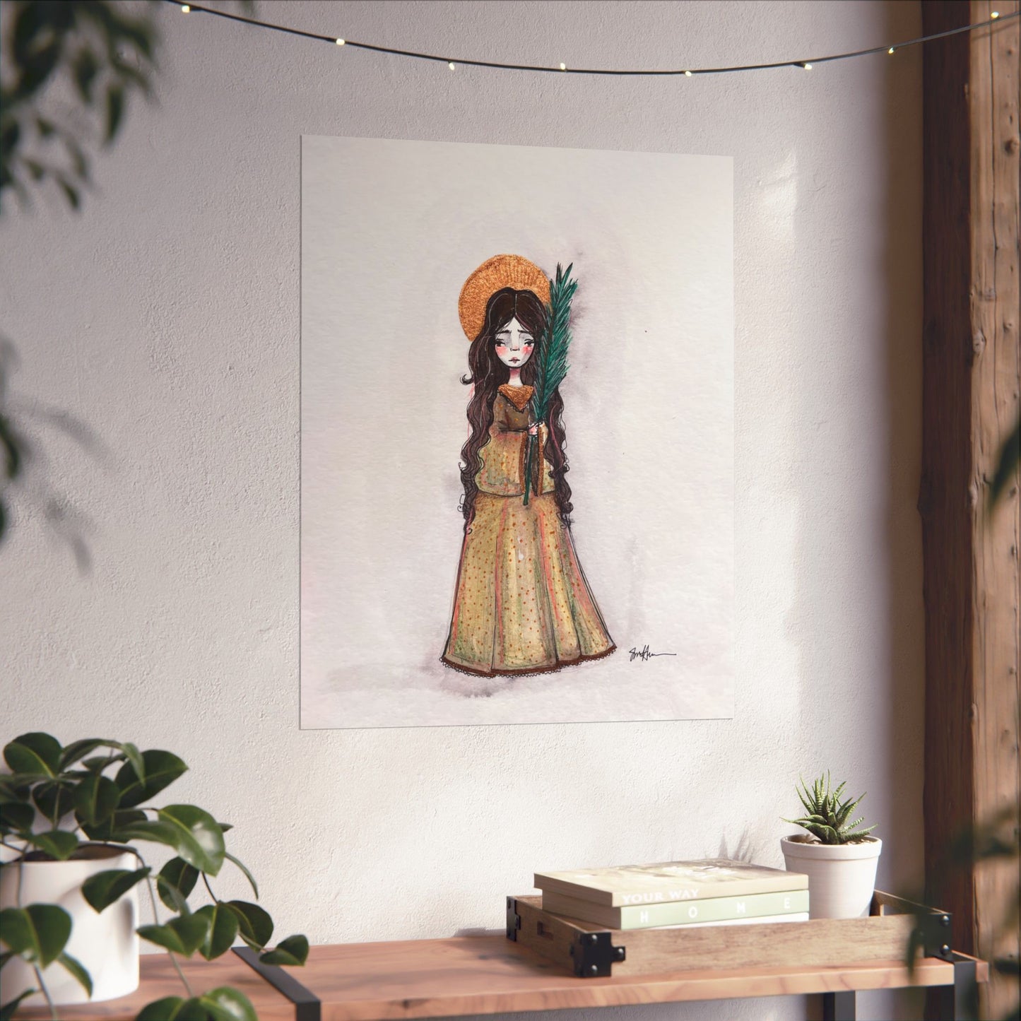 Saint Hope Poster - Hand-Drawn Art | Catholic Art Print | Faith Hope and Charity Middle Sister | Devotional Wall Art | Sanctified Solocosmo