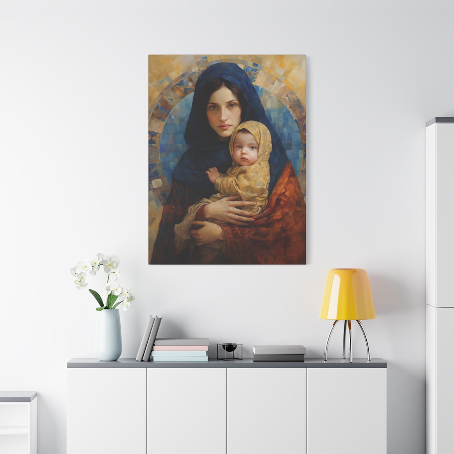 Maternal Seraph - Virgin Mary and Infant Jesus - Museum Wrapped Canvas - Religious Art for your Home - Catholic Art - Mary and Christ Child