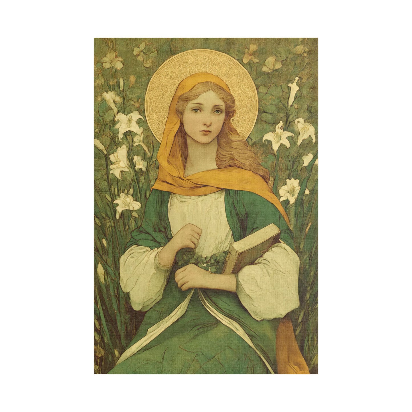 Saint Dymphna - Museum Wrapped Canvas - Sanctified Souls Print - Religious Art for your Home