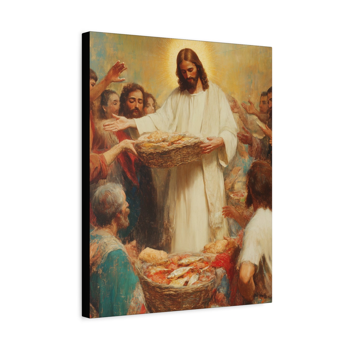 The Quiet Multiplication of Love : Loaves and Fishes - Gallery Wrapped Canvas - Print - Religious Art for your Home - Catholic Art