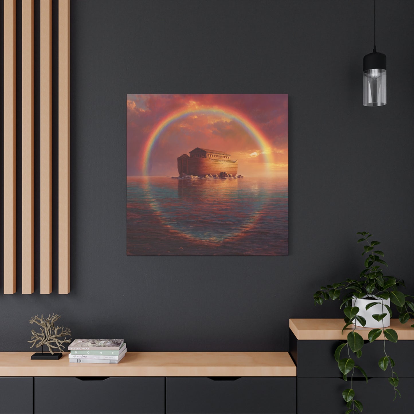 Sheltered Beneath the Covenant Sky - Noah's Ark - Gallery Wrapped Canvas - Print - Religious Art for your Home - Catholic