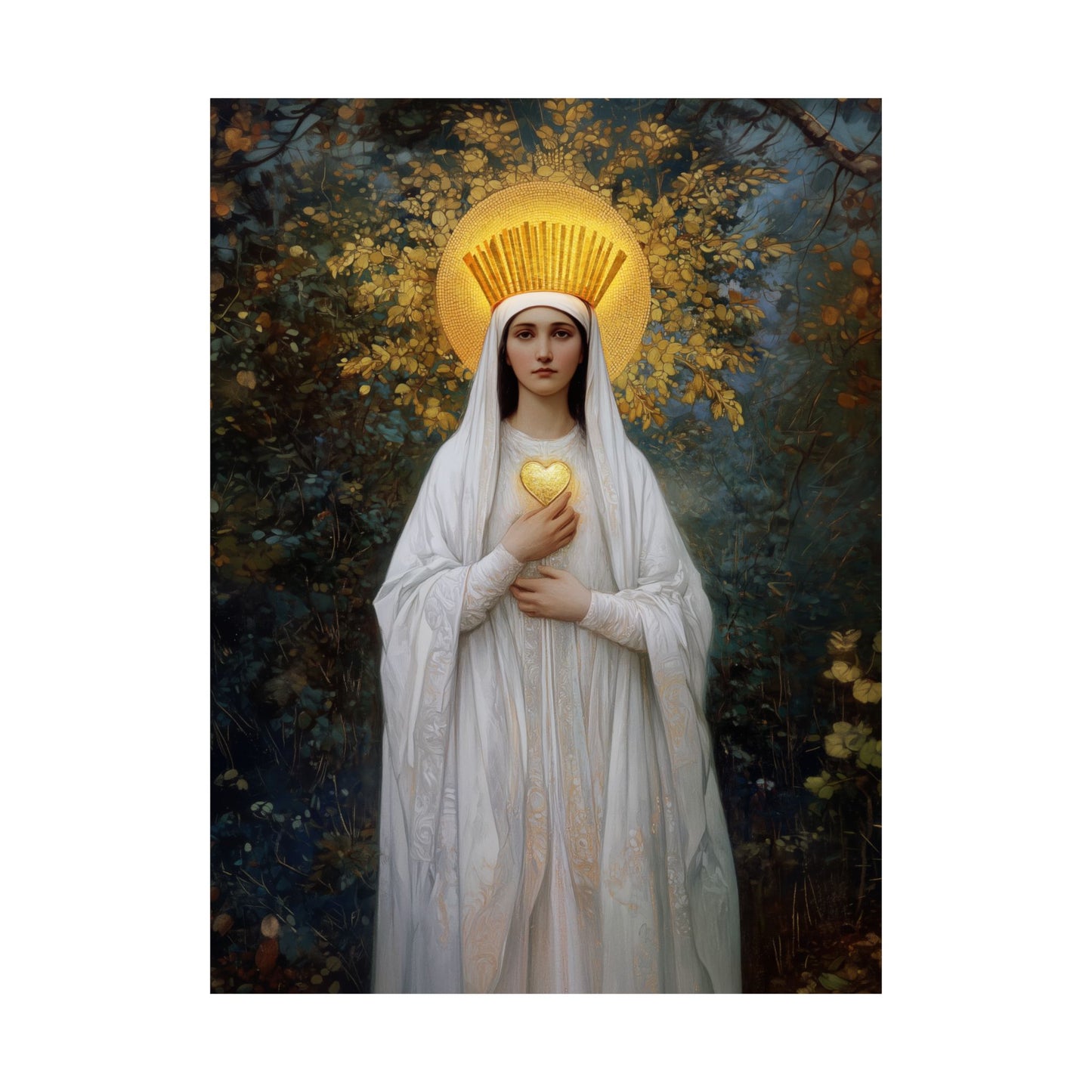 Our Lady of Beauraing - Our Lady of the Golden Heart - Marian Art - Sanctified Souls Print - Multiple Sizes - Premium Vertical Posters