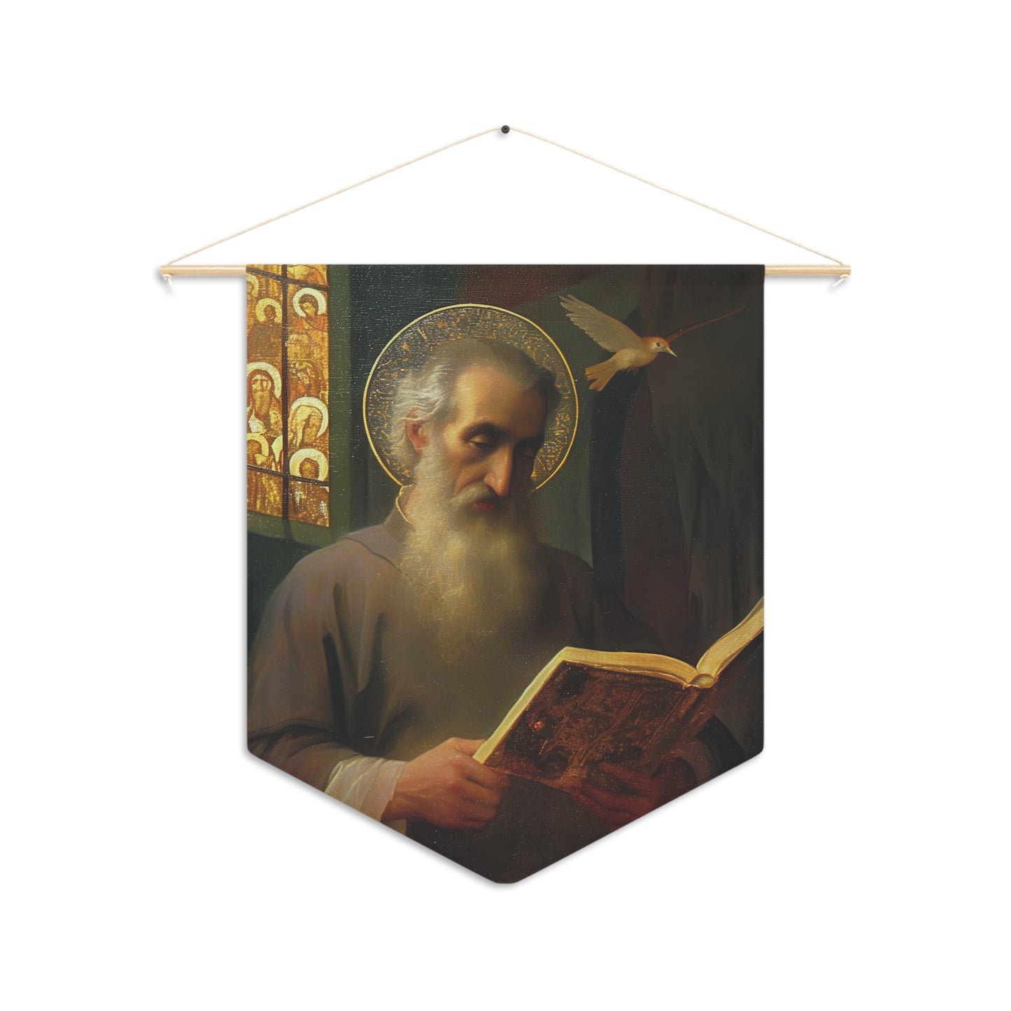 Saint Issac of Armenia Pennant / Banner / Wall Hanging - Prayer room art - 18" x 21" - Catholic prayer Religious - Large Print