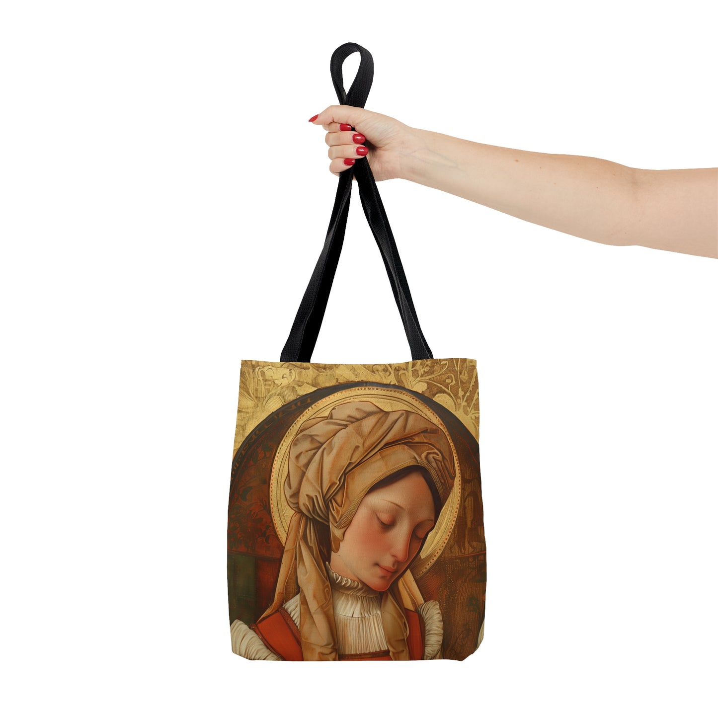 Saint Anne Line Tote Bag - Purse - Three sizes - Large Medium Small Faith Art Bag - Catholic faith inspired carry-all purse - Double Sided