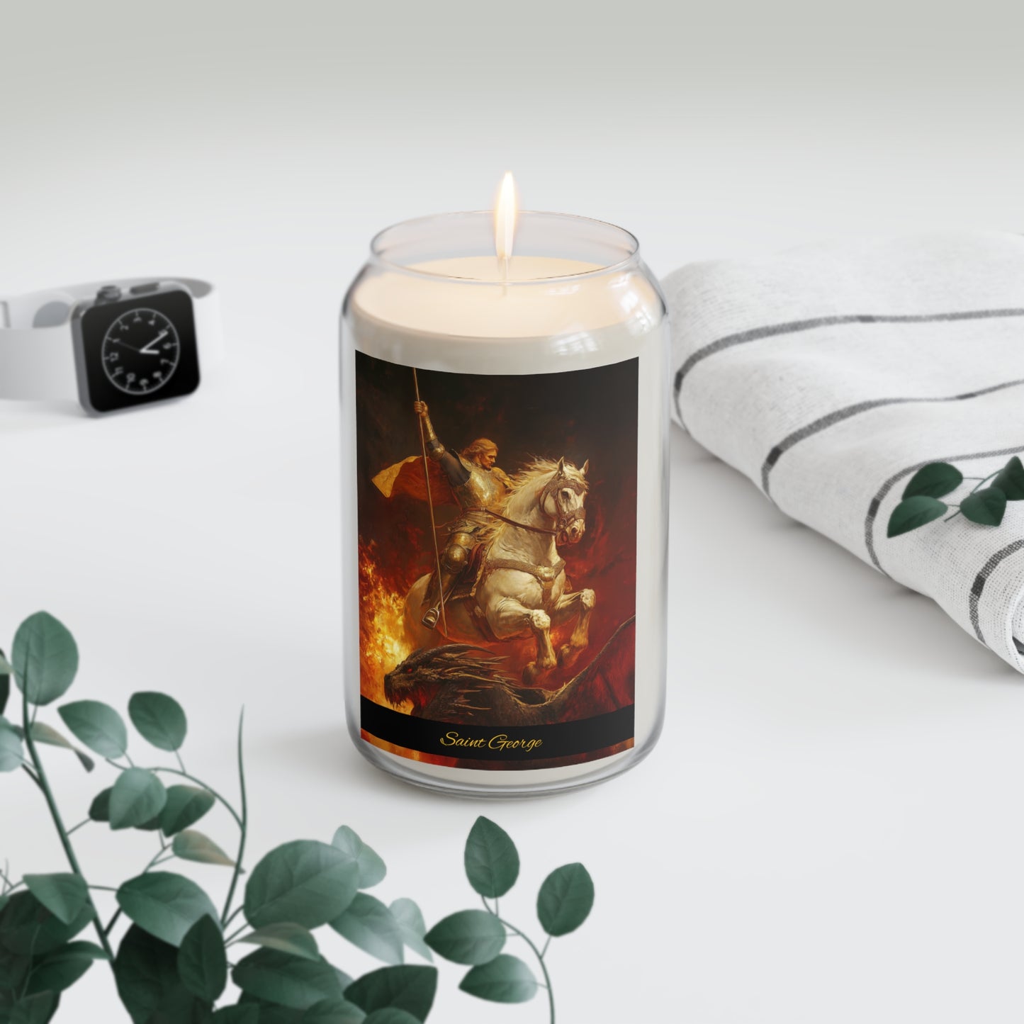 Saint George - Scented Prayer Candle, 13.75oz -  Candle - Catholic Art - prayer room Scented Candle - Religious Saint