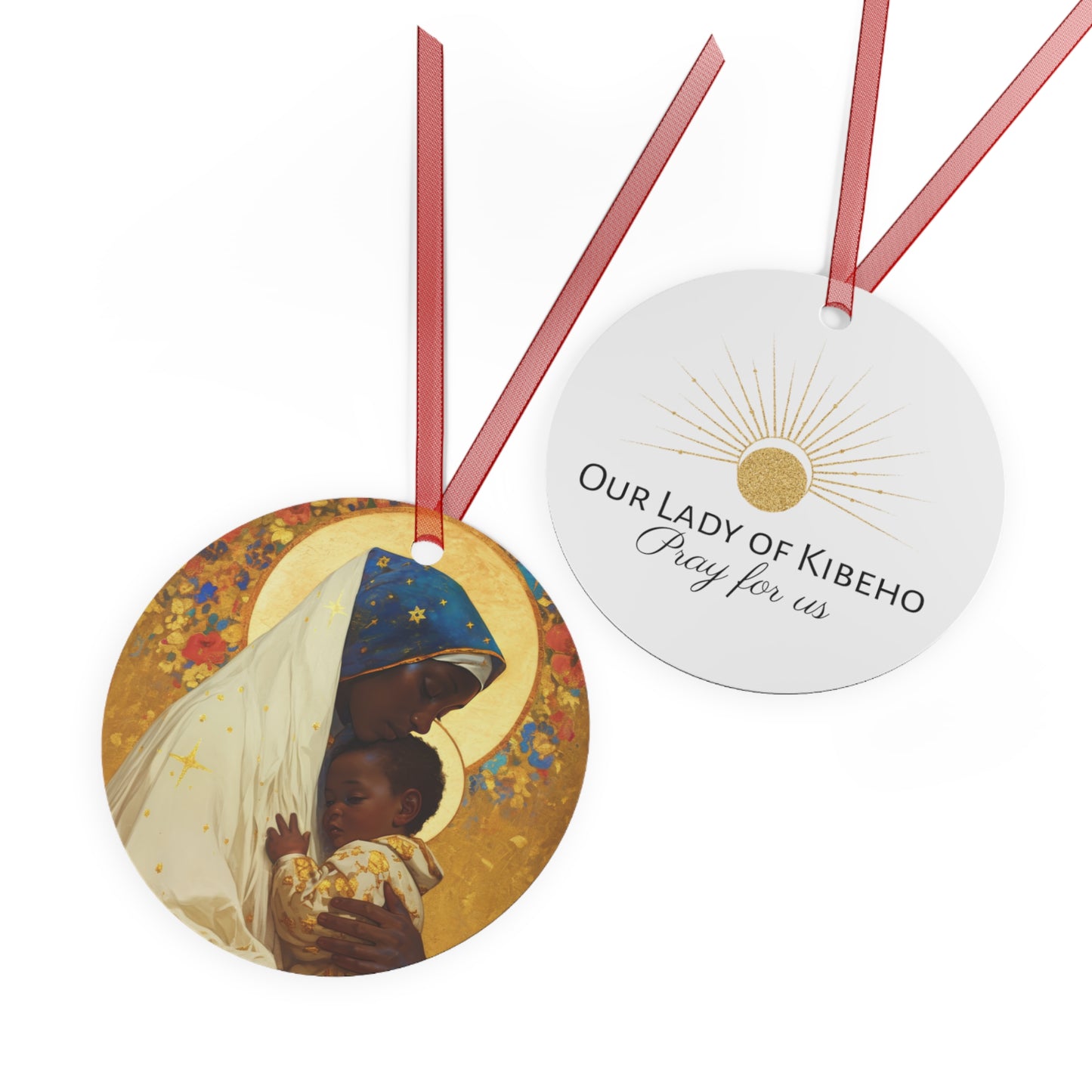 Queen of Peace and Love- Our Lady of Kibeho's Message Metal Ornament - Religious Holiday Christmas Ornament and Keepsake - Catholic