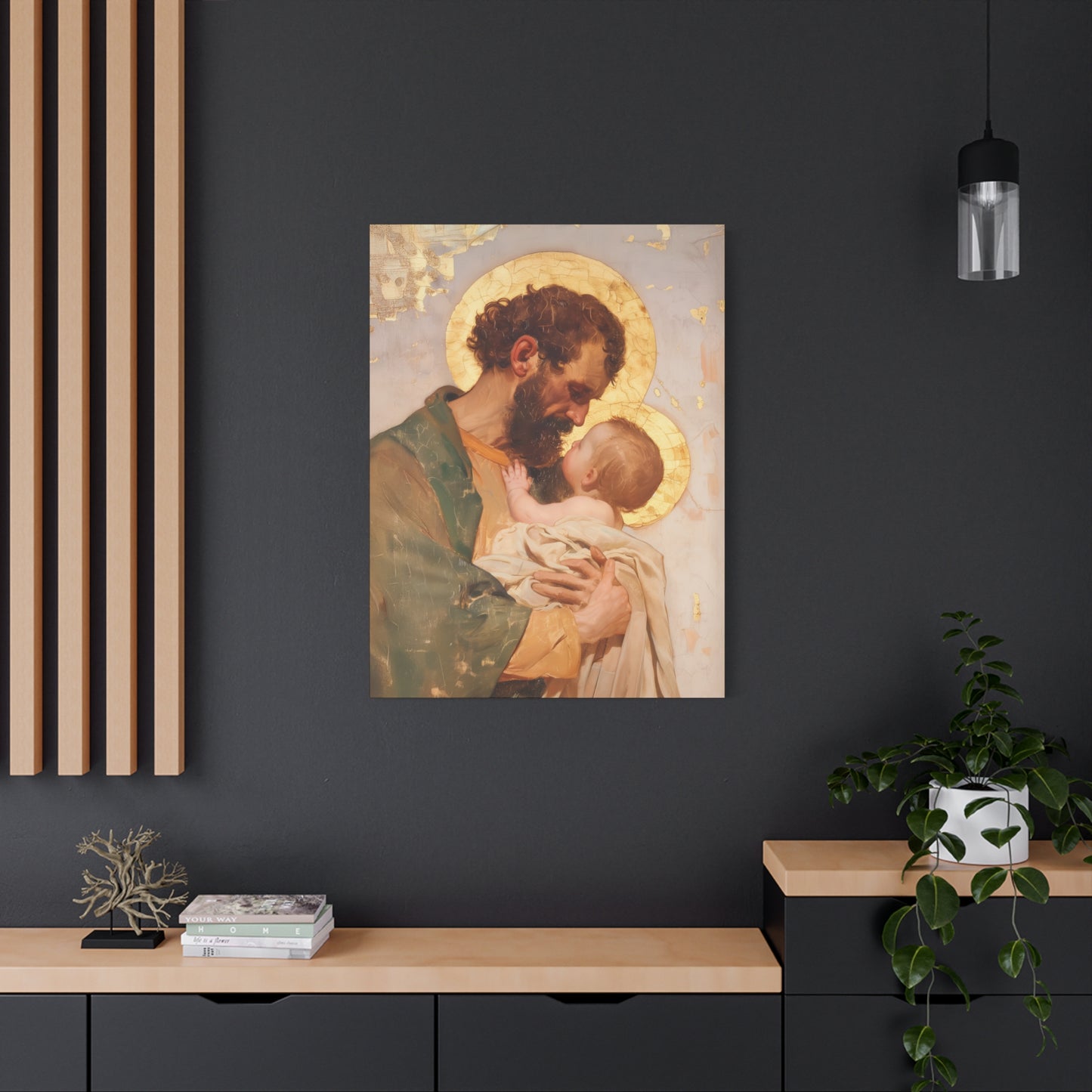 Saint Joseph, Pillar of the Holy Family - Museum Wrapped Canvas - Print - Religious Art for your Home - Christian print - Prayer Room