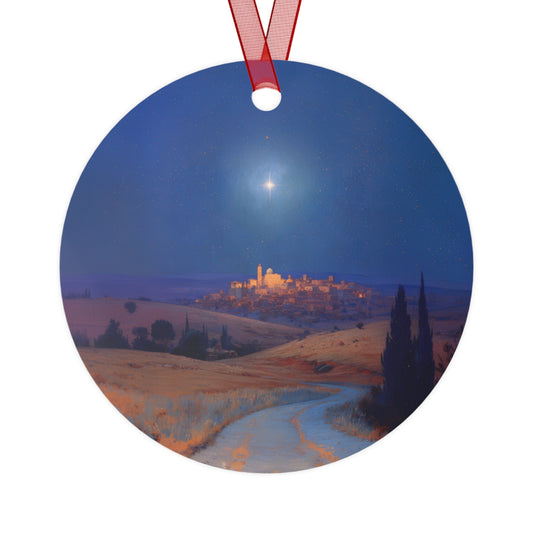 Bethlehem Wrapped in the Light of His Coming Metal Ornament - Religious Holiday Christmas Ornament and Keepsake - Double sided