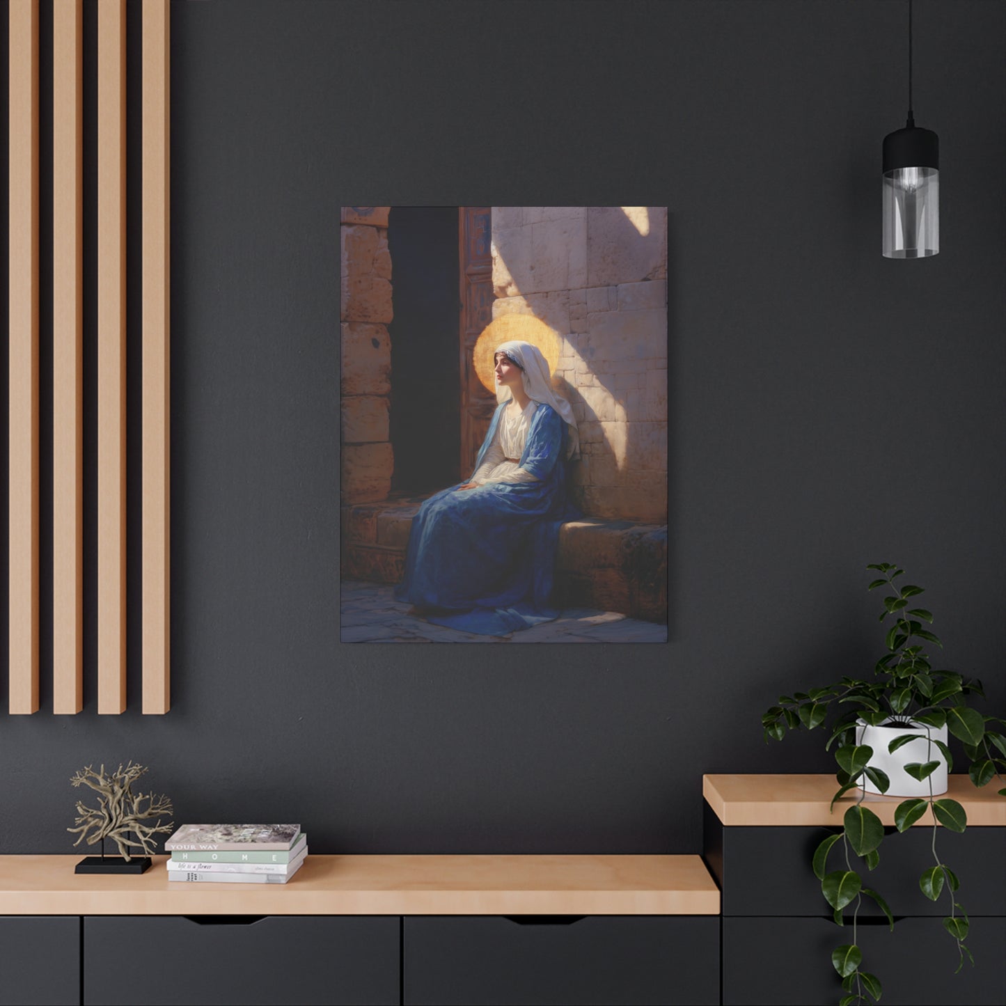 The Quiet Fiat That Split the Darkness, Mary's Yes - Gallery Wrapped Canvas - Print - Religious Art for your Home - Catholic Art