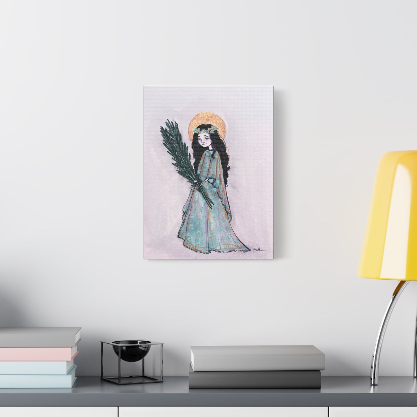 Saint Faith Canvas Print - Hand-Drawn Art - Catholic Print | Faith Hope and Charity Sacred Art | Sanctified Solocosmo Religious Artwork