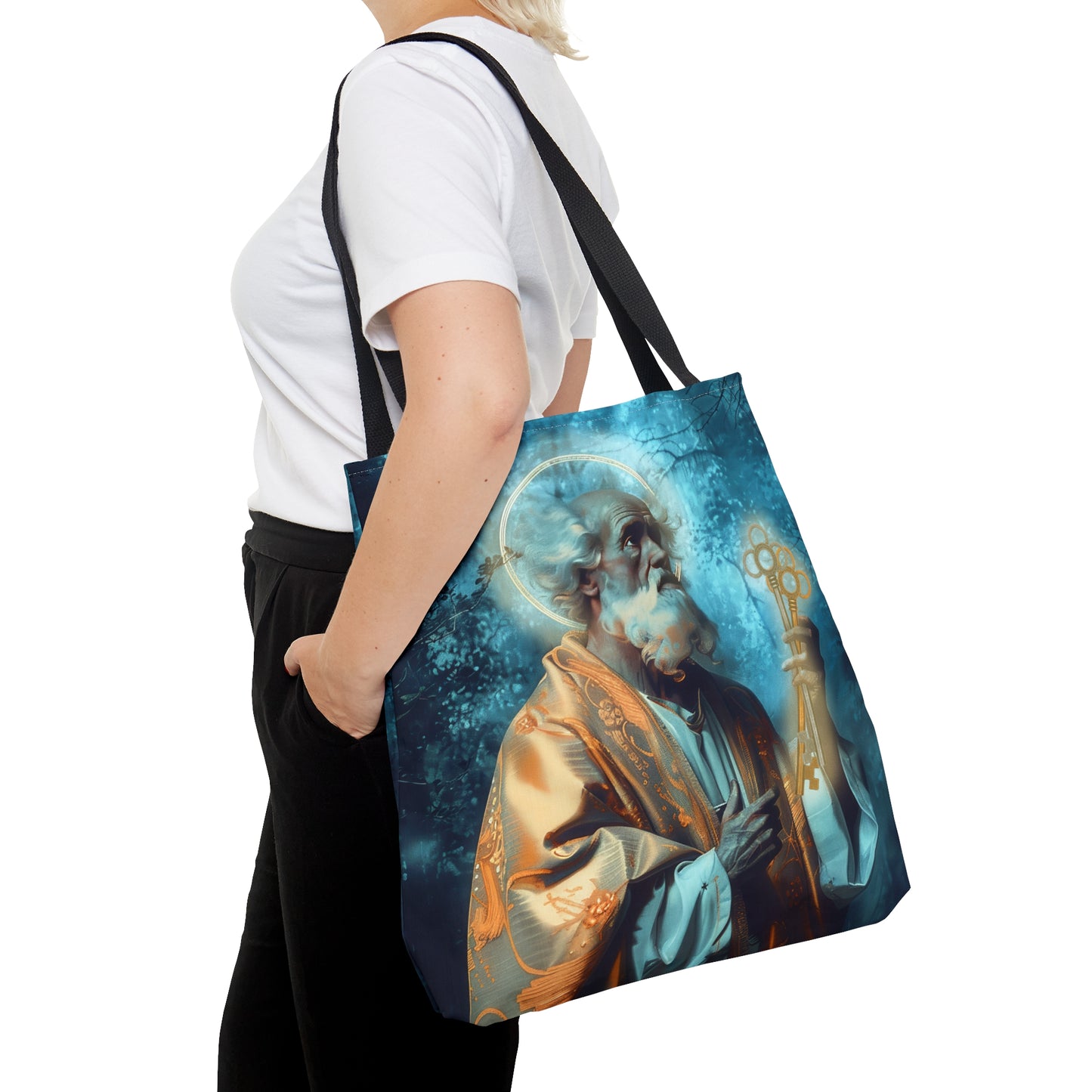 Saint Peter Tote Bag - Large Medium Small Faith Art Bag - Catholic Faith Purse - Religious Carry All Reusable Tote Bag