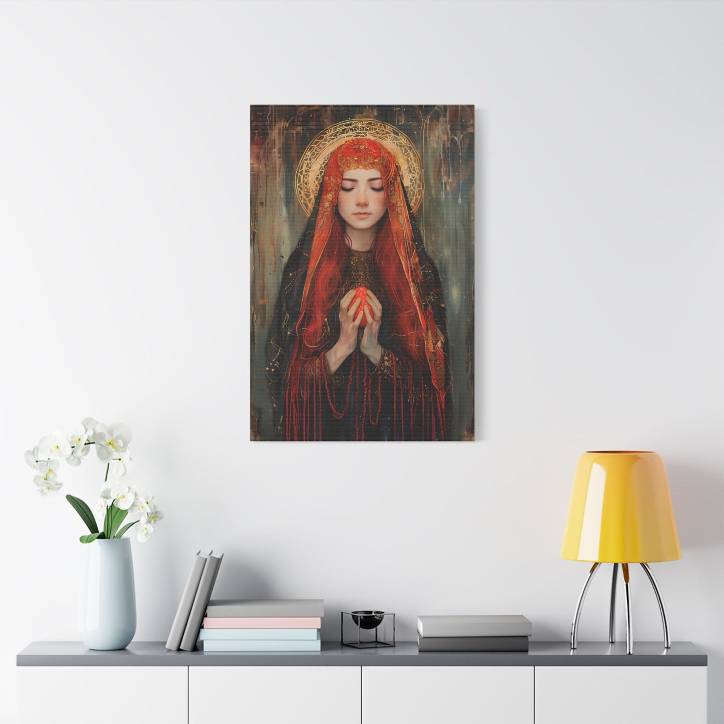 Devotion of Mary Magdalene - Saint Mary Magdalene and the Red Easter Egg - Museum Wrapped Canvas - Print - Religious Art for your Home