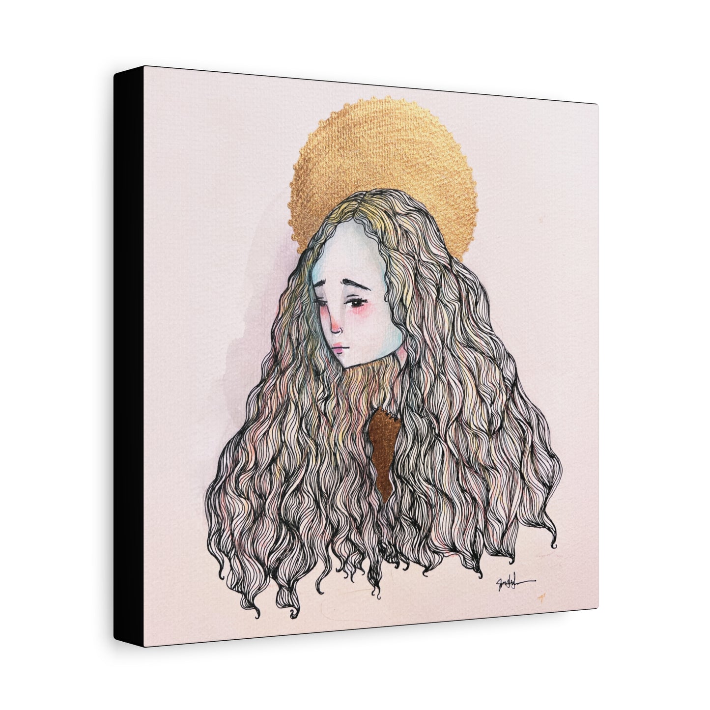 Saint Philomena Canvas Print - Hand-Drawn Catholic Art Print | Christian Sacred Wall Art | Sanctified Solocosmo Religious Artwork