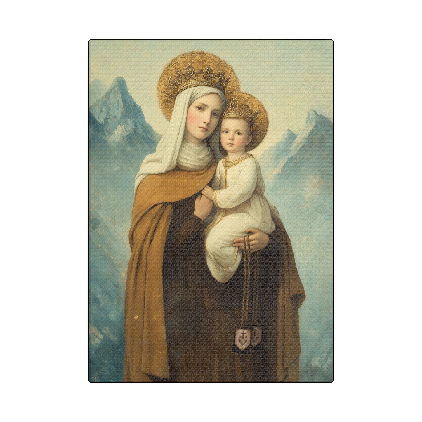 The Gift of the Scapular - Our Lady of Mount Carmel Wrapped Canvas Print - Multiple Sizes - Catholic Home art Matte Canvas, Stretched