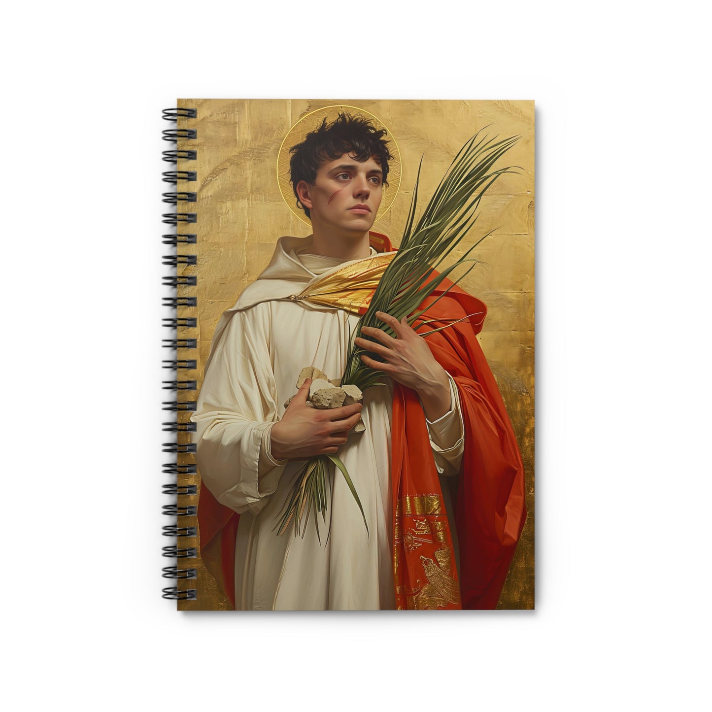 Saint Stephen Journal - Sanctified Souls Art - Religious Based Notebook - Spiral Notebook - Ruled Line