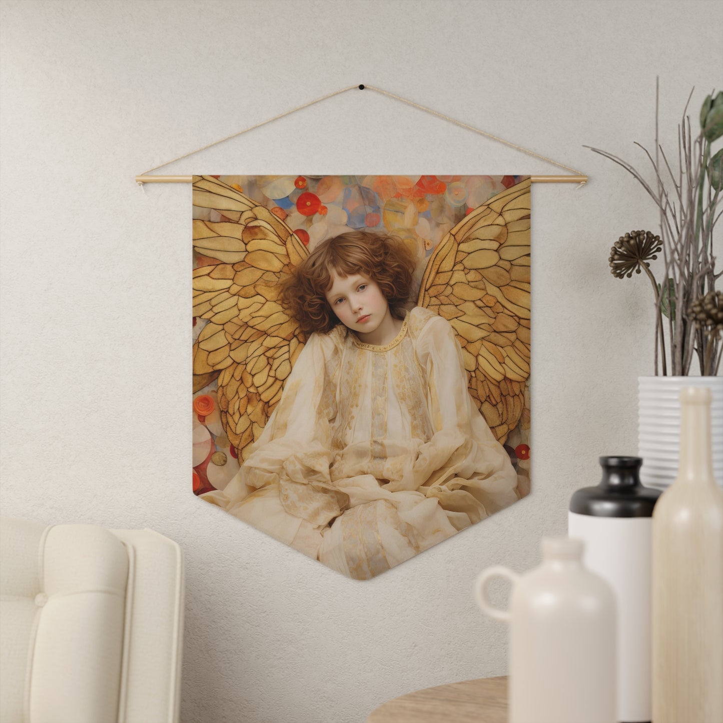 Guiding Light Wall Banner / Wall Hanging - Guardian Angel Art - Nursery room print - Religious Large Art Print - 18" x 21"