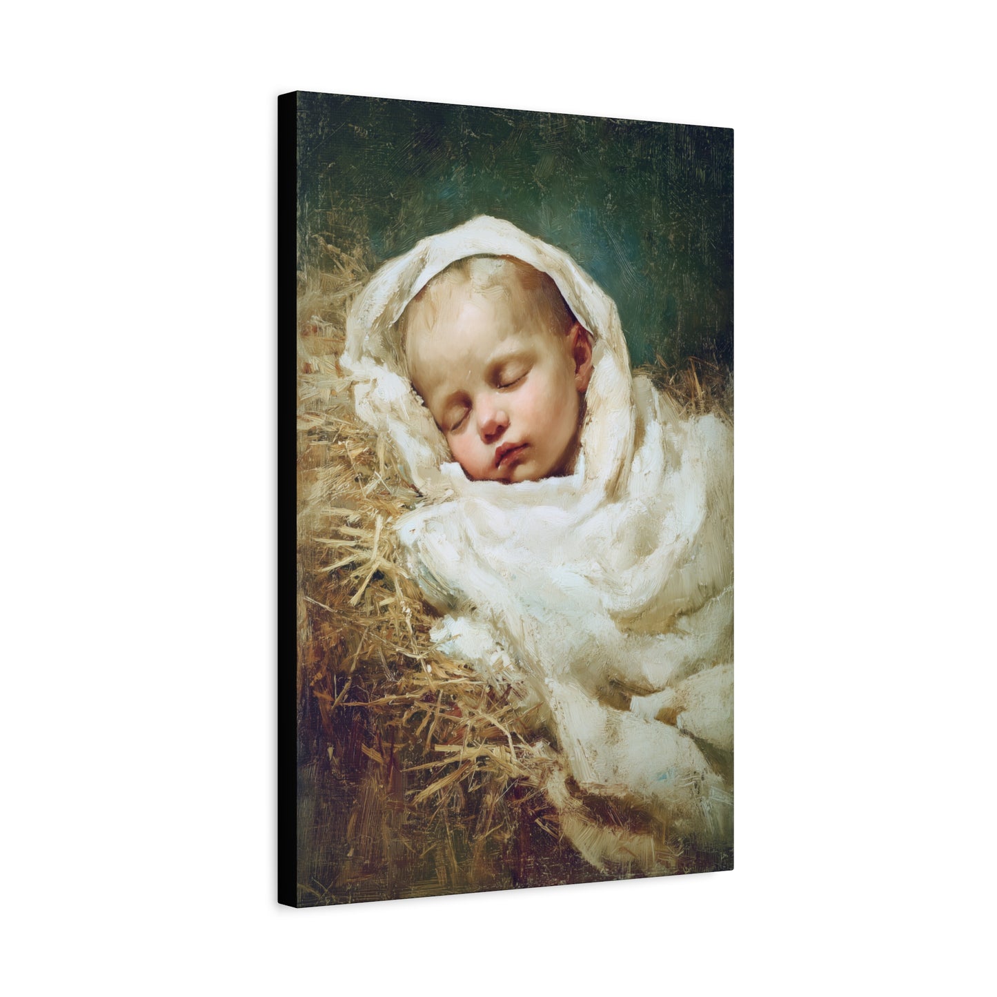 The Christ Child Resting in the Silence of the Manger - Gallery Wrapped Canvas - Print - Religious Art for your Home - Catholic Art Print