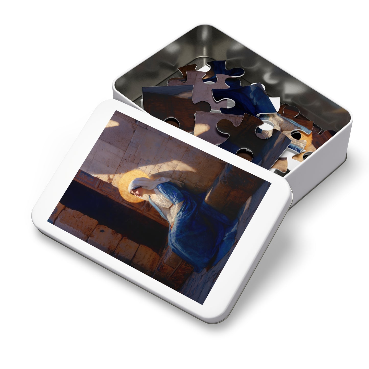The Quiet Fiat That Split the Darkness, Mary's Yes - Puzzle & Keepsake Tin - Religious Jigsaw Puzzle (30, 110, 252, 500,1000-Piece)