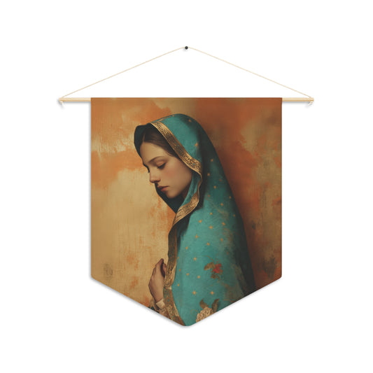 Our Lady of Guadalupe - Wall Banner / Wall Hanging - Christian Art - Prayer room - 18" x 21"