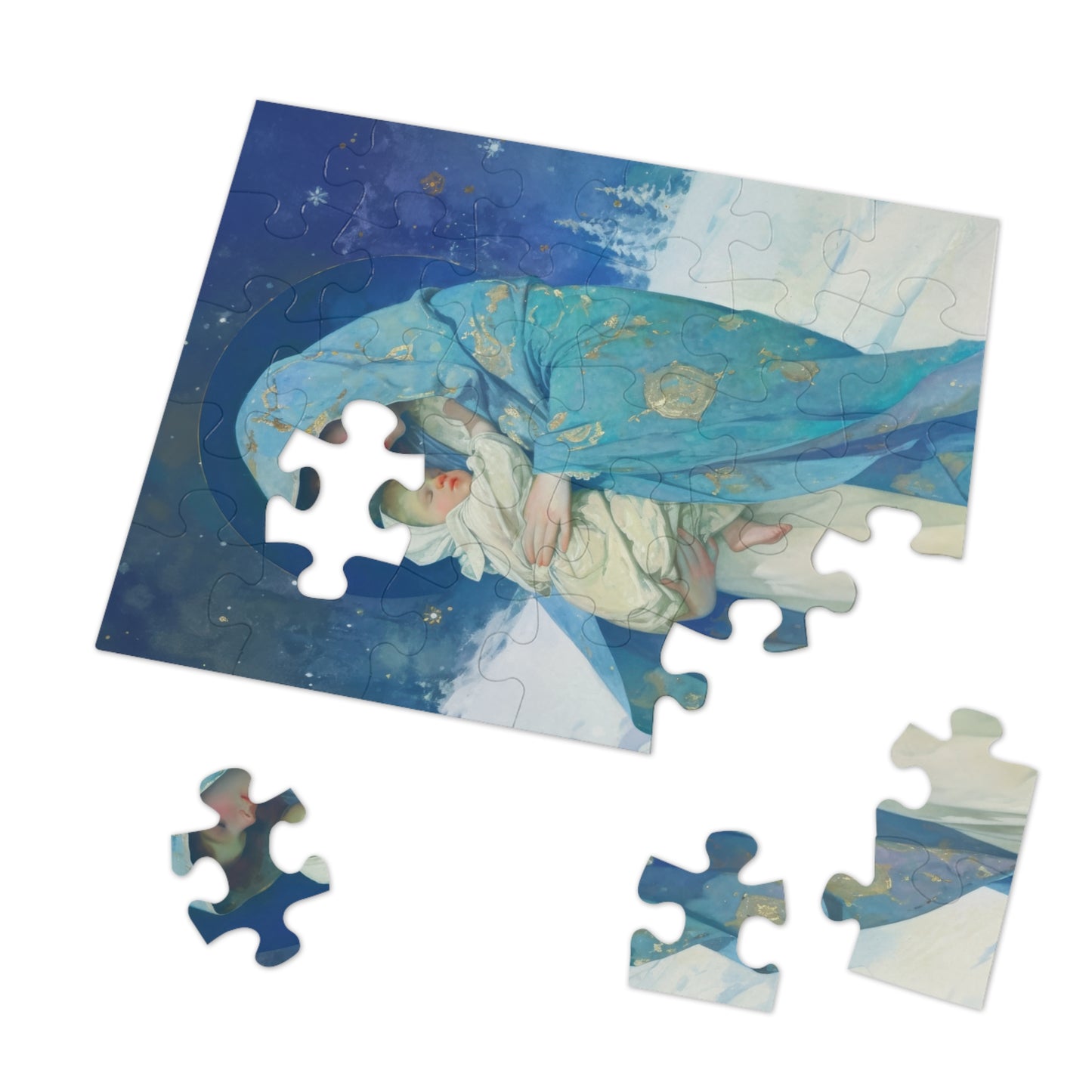 Snowfall of Grace: Our Lady's Blessing - Puzzle and Keepsake Tin - Religious (30, 110, 252, 500,1000) - Gifts for Catholic