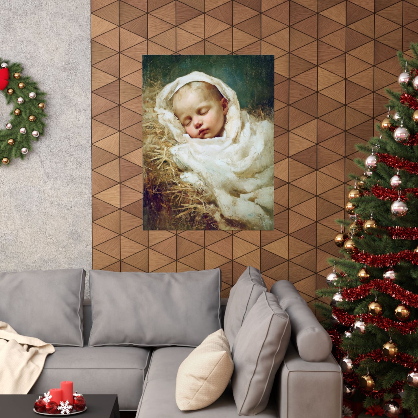 The Christ Child Resting in the Silence of the Manger - Sanctified Souls Print - Multiple Sizes - Premium Matte Vertical Posters