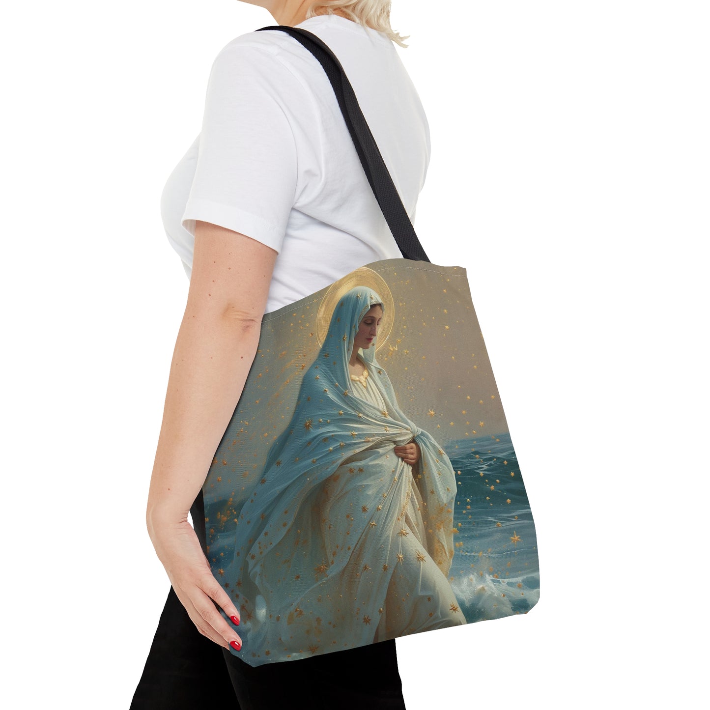 Guiding Light - Our Lady, Star of the Sea Tote Bag - Large Medium Small Faith Art Bag - Re usable Tote Purse - Double Sided - Catholic Art