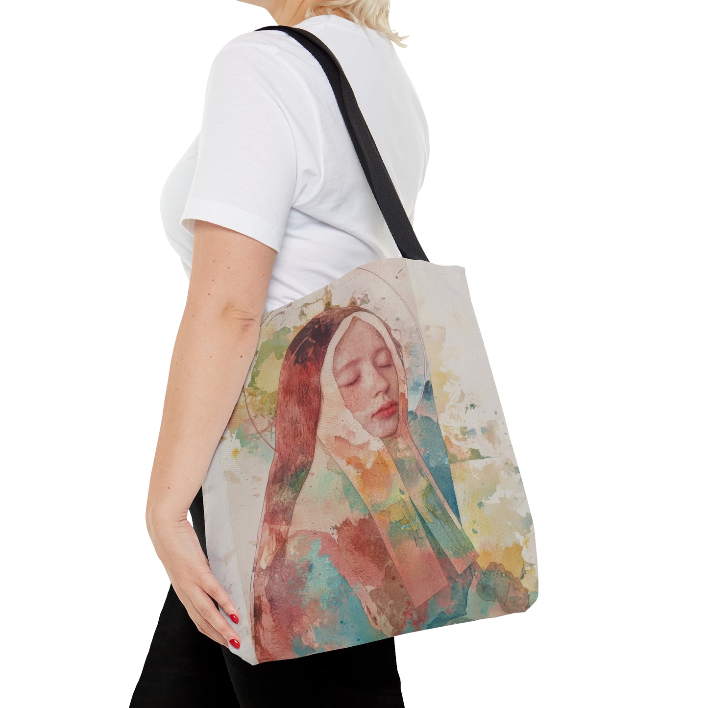 Saint Bernadette Tote Bag - Large Medium Small Faith Art Bag - Catholic Faith Purse - Double Sided
