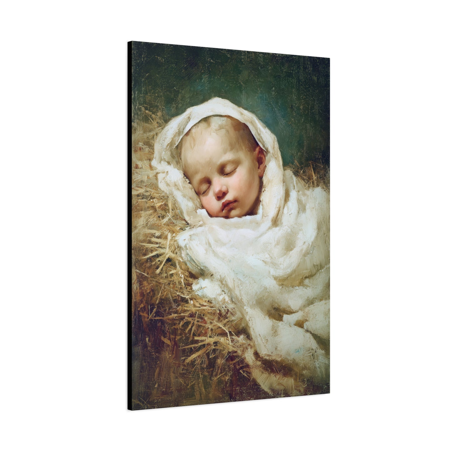 The Christ Child Resting in the Silence of the Manger - Gallery Wrapped Canvas - Print - Religious Art for your Home - Catholic Art Print