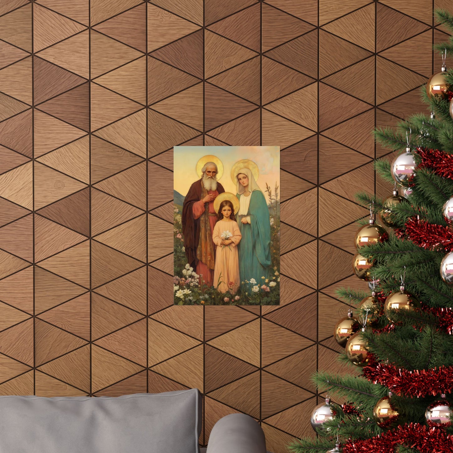 Saints Joachim and Anne with Young Mary - Sanctified Souls Print - Multiple Sizes - Premium Matte Vertical Posters