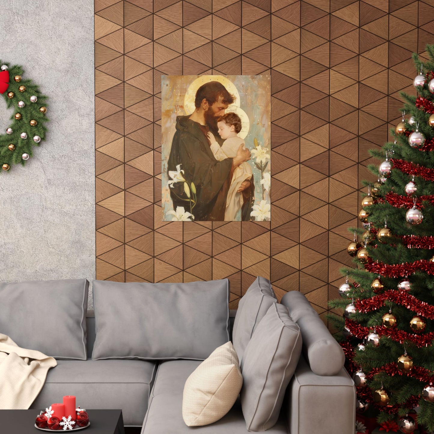 Saint Joseph and the Christ Child  - Sanctified Souls Print - Multiple Sizes - Premium Matte Vertical Posters