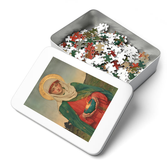 Saint Brigid of Ireland / Kildare - Puzzle and Keepsake Tin - Religious (30, 110, 252, 500,1000) - Religious Puzzle - Gifts for Catholics