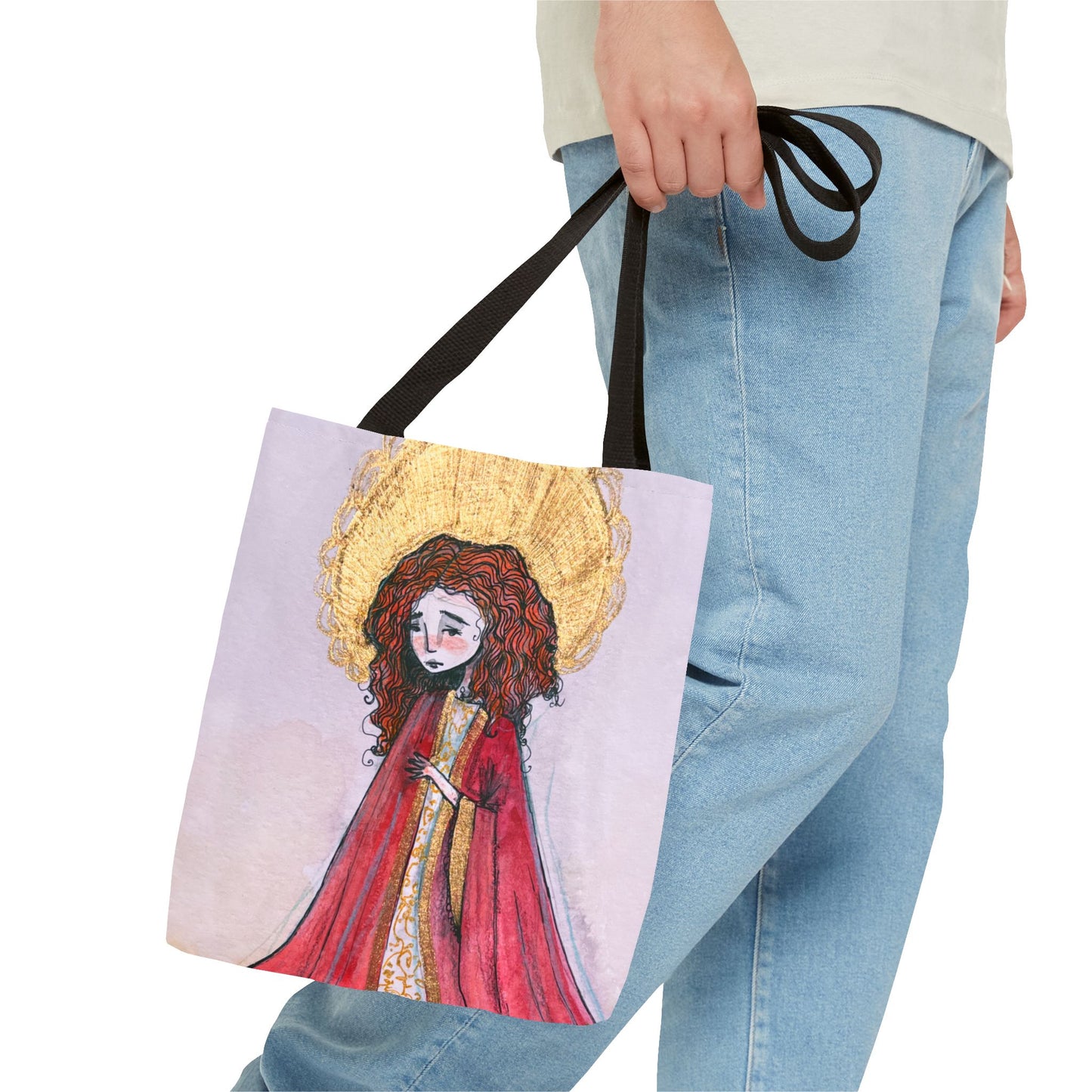 Saint Bibiana Hand-Drawn Catholic Tote Bag | Christian Devotional Bag | Sanctified Solocosmo Religious Tote