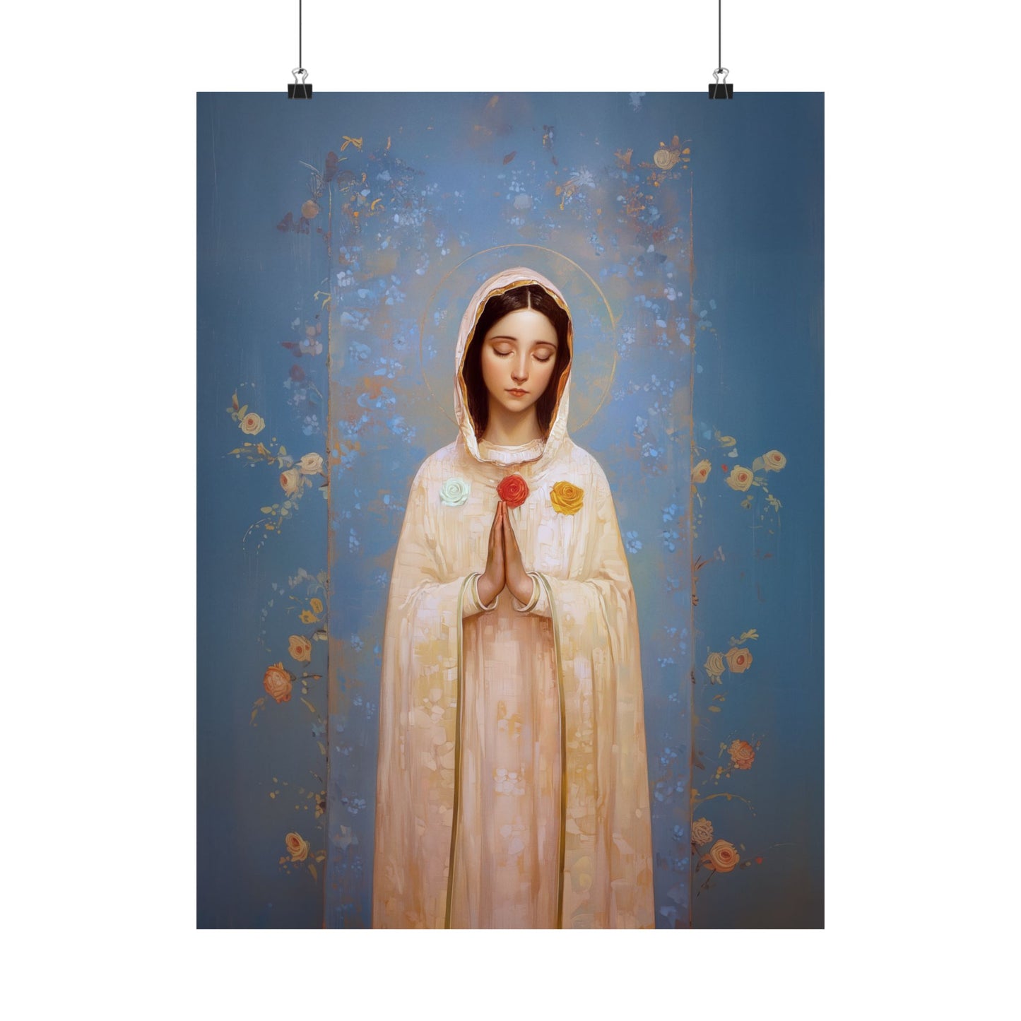 Rosa Mystica - Mystical Rose - Mother Mary - Marian Art - Sanctified Souls Print - Multiple Sizes - Premium Vertical Posters