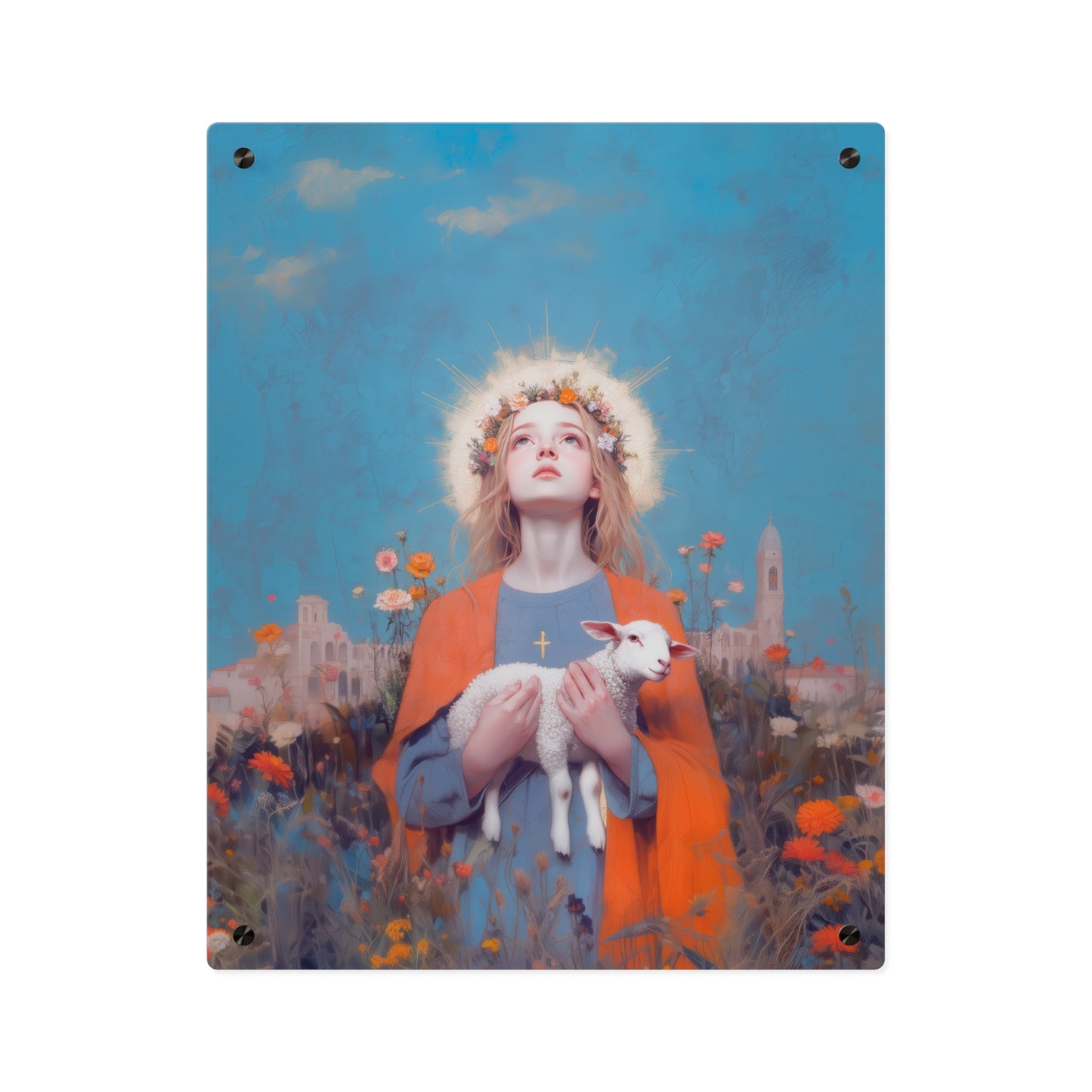 Saint Agnes of Rome Wall Art Panel - Ready to Hang Acrylic Print - Catholic Saint Art - Patron Saint Print - No Frame needed