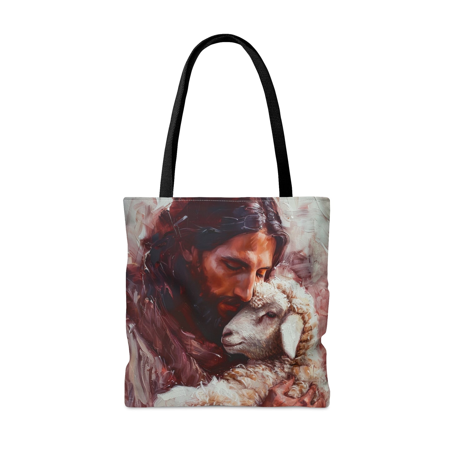 Jesus and the Little Lamb Tote Bag - Large Medium Small Faith Art Bag - Catholic Faith Purse - Religious Carry All