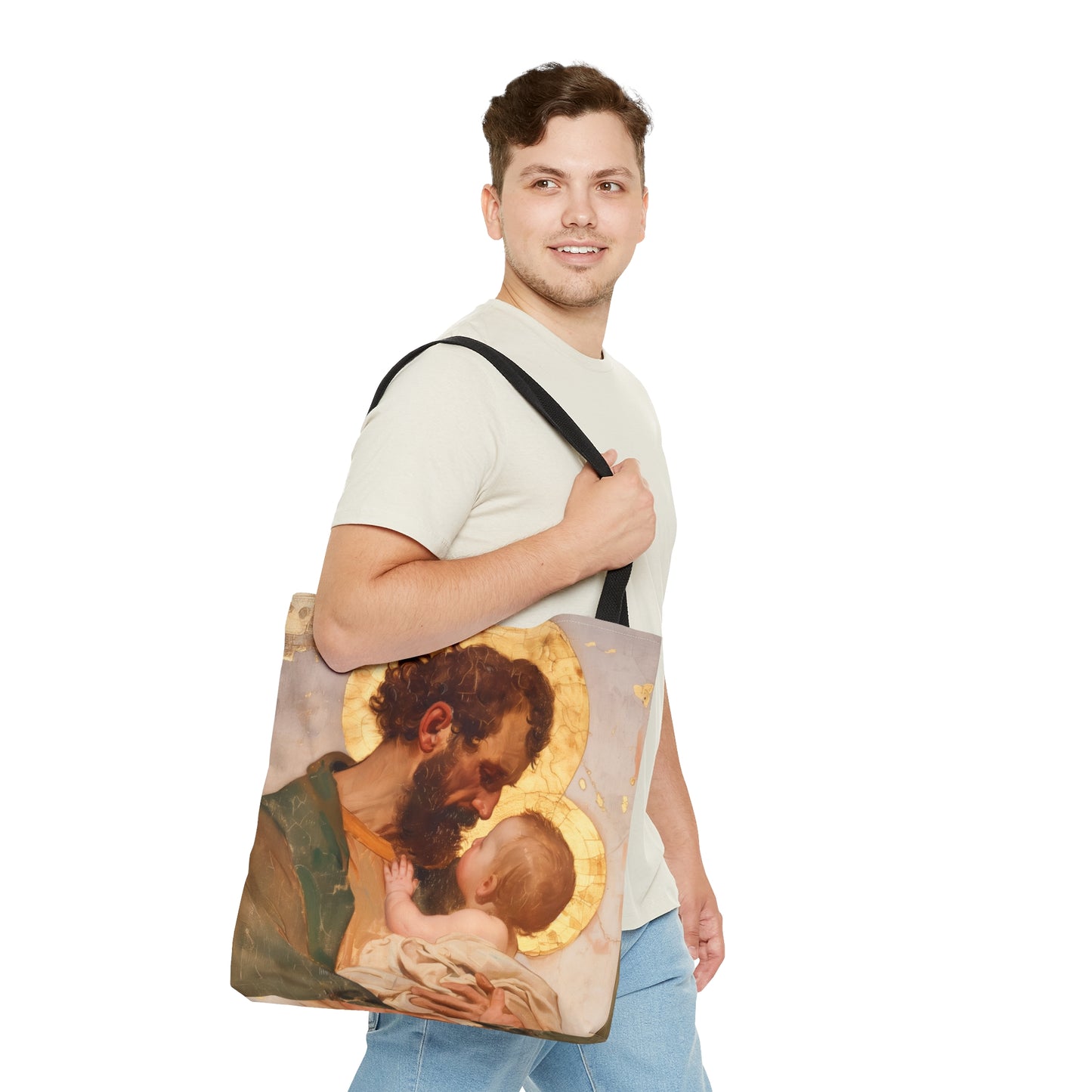 Saint Joseph, Pillar of the Holy Family - Tote Bag - Large Medium Small Faith Art Bag - Catholic Faith Purse - Double Sided