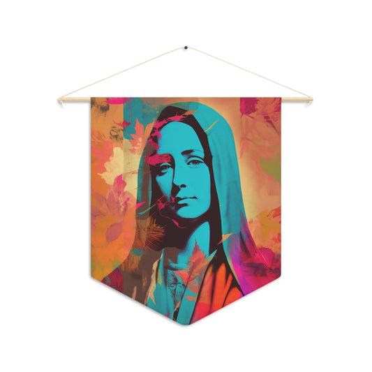 Mary the Blessed Virgin Wall Banner / Wall Hanging / Pennant - Prayer room art - Catholic Home -  18" x 21"