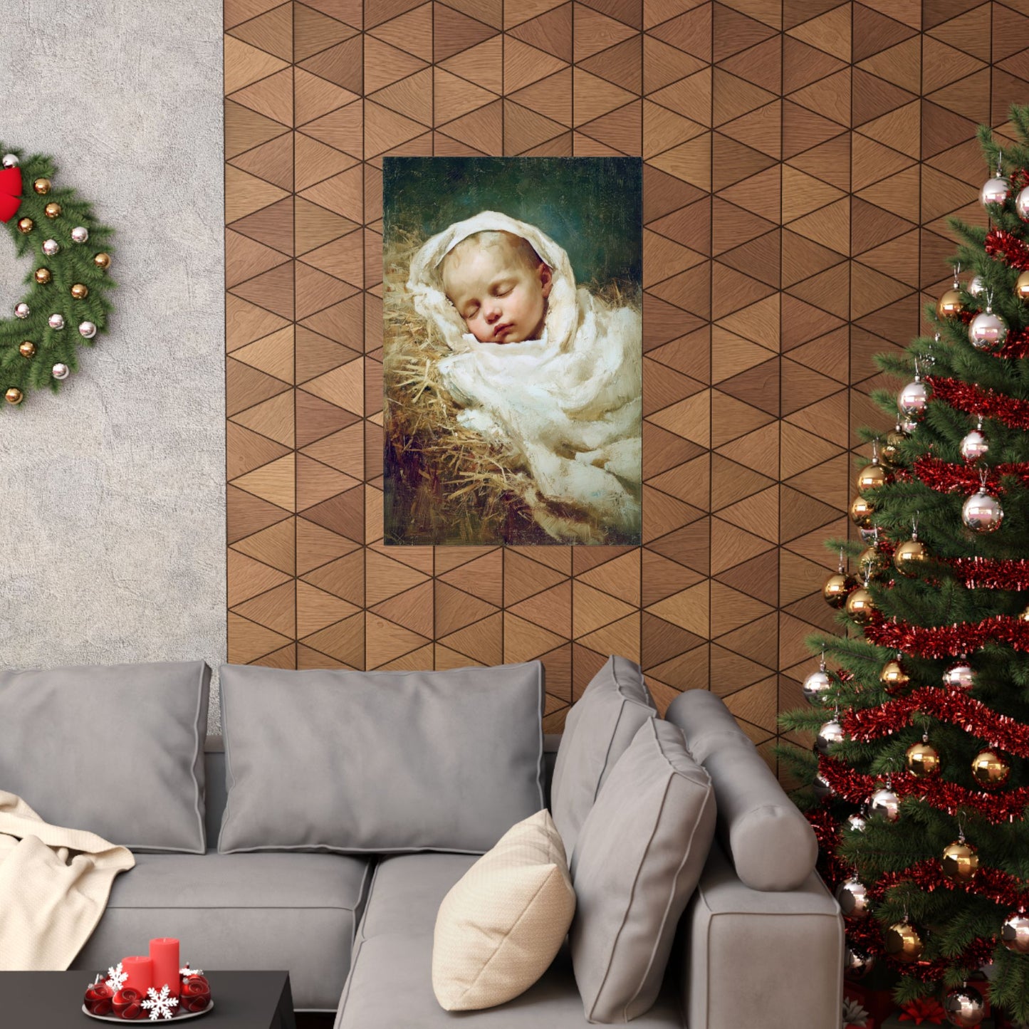 The Christ Child Resting in the Silence of the Manger - Sanctified Souls Print - Multiple Sizes - Premium Matte Vertical Posters
