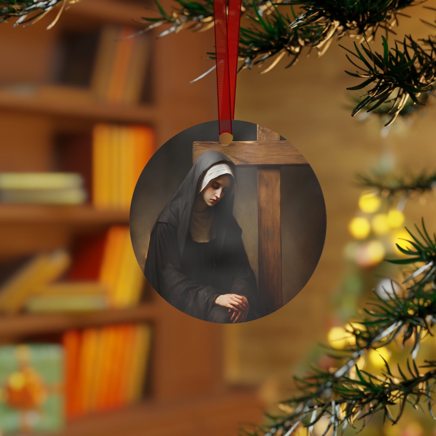 Saint Clare of Montefalco Metal Ornament - Religious Holiday Christmas Ornament and Keepsake - Double sided - Prayer Ornament