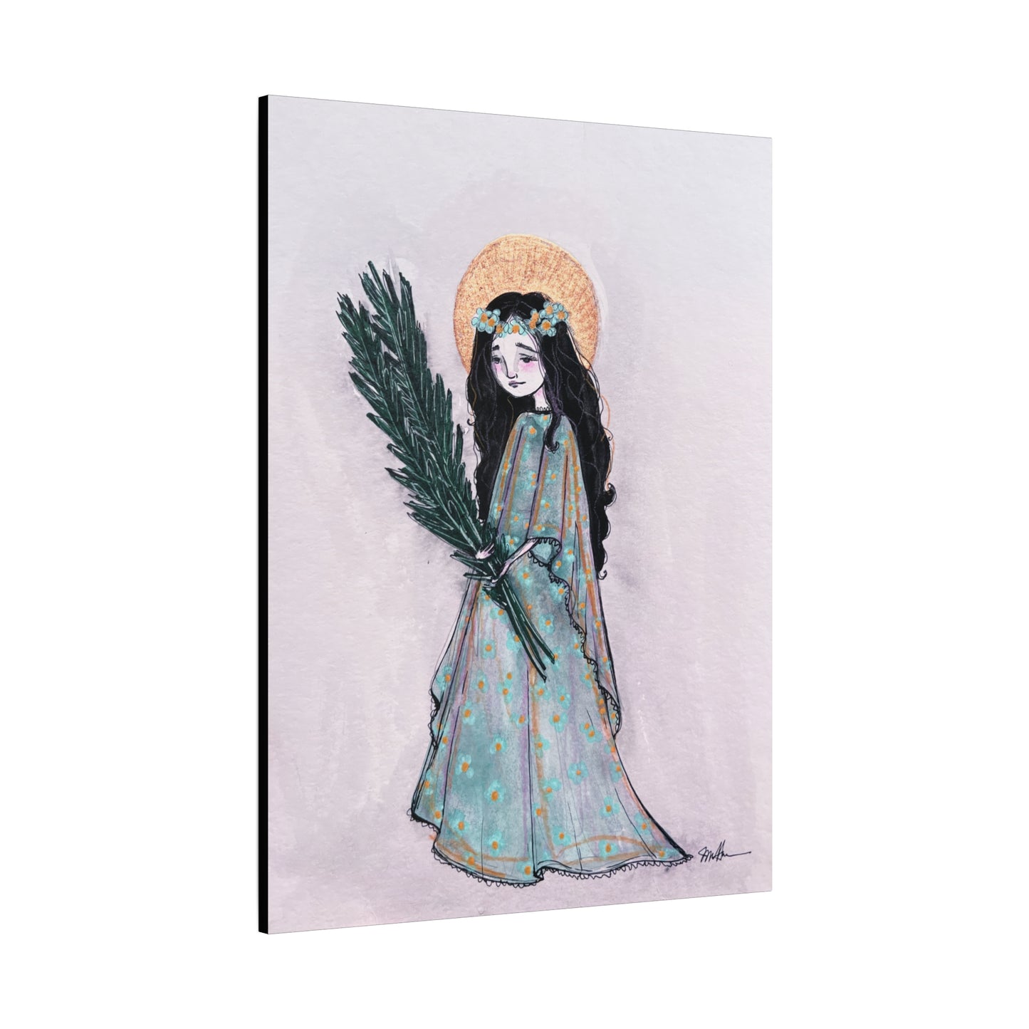Saint Faith Canvas Print - Hand-Drawn Art - Catholic Print | Faith Hope and Charity Sacred Art | Sanctified Solocosmo Religious Artwork