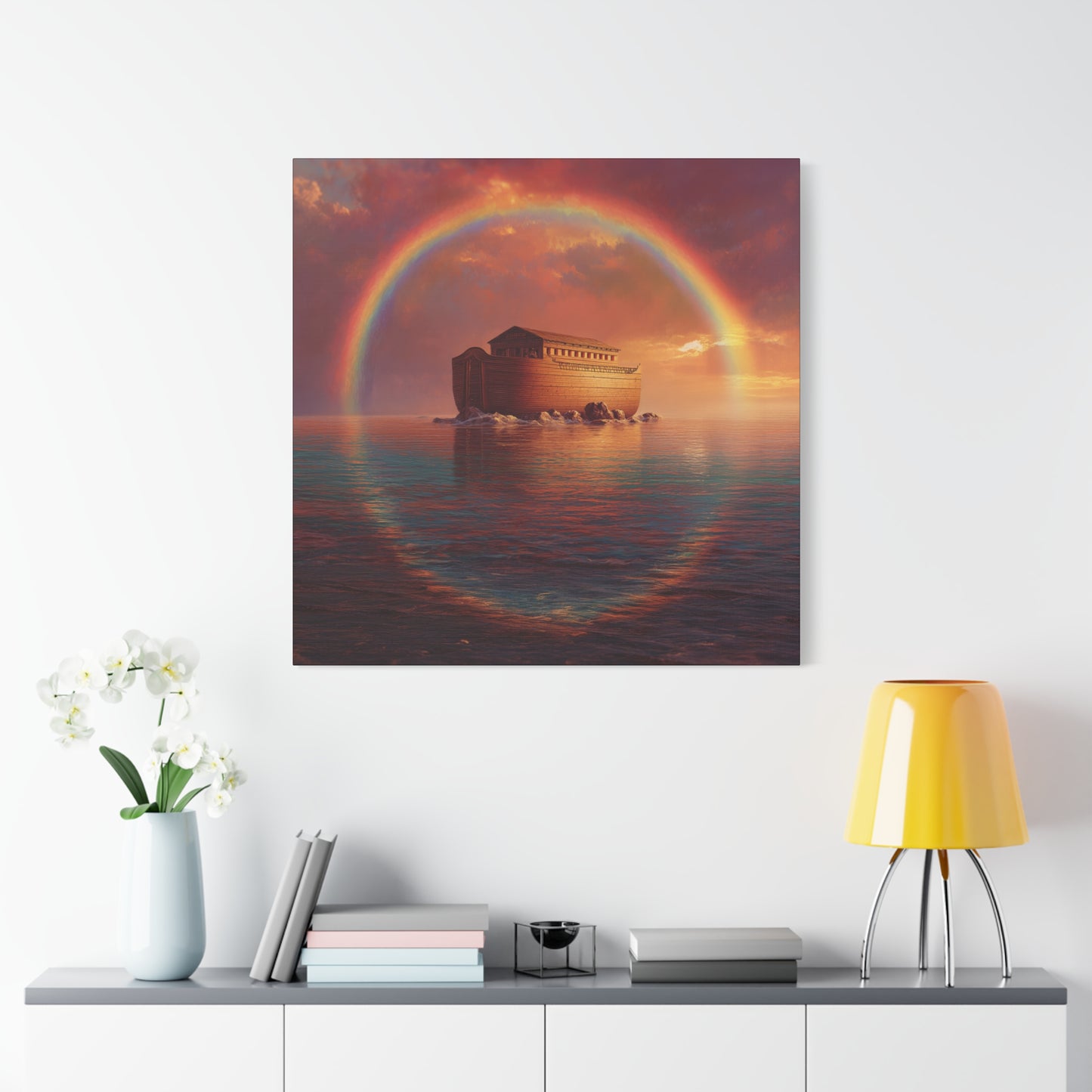 Sheltered Beneath the Covenant Sky - Noah's Ark - Gallery Wrapped Canvas - Print - Religious Art for your Home - Catholic