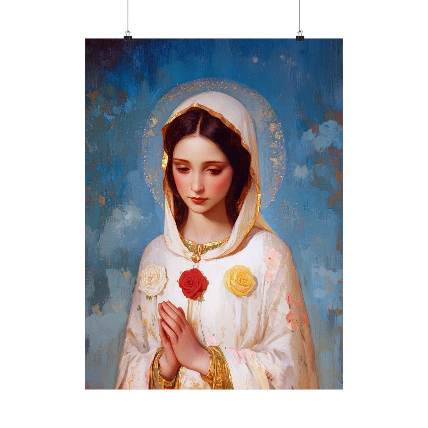 Rosa Mystica - Mystical Rose - Mother Mary - Marian Art - Sanctified Souls Print - Multiple Sizes - Premium Vertical Posters