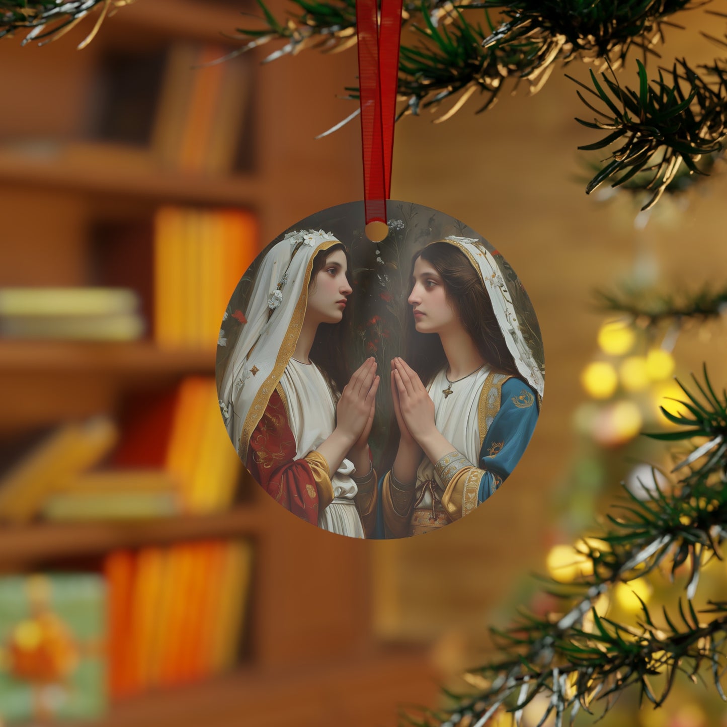 Saints Emiliana and Trasilla Ornament - Religious Holiday Christmas Ornament and Keepsake - Double sided Keepsake Religious Ornament