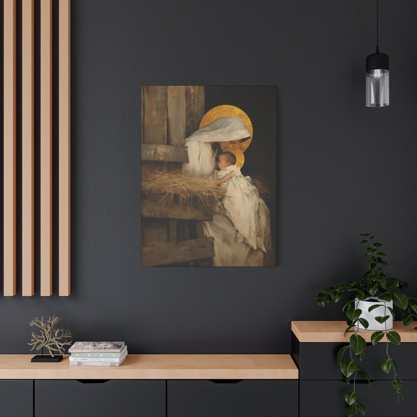 Our Lady of the Manger - Mother Mary and the Christ Child - Gallery Wrapped Canvas - Print - Religious Art for your Home - Catholic