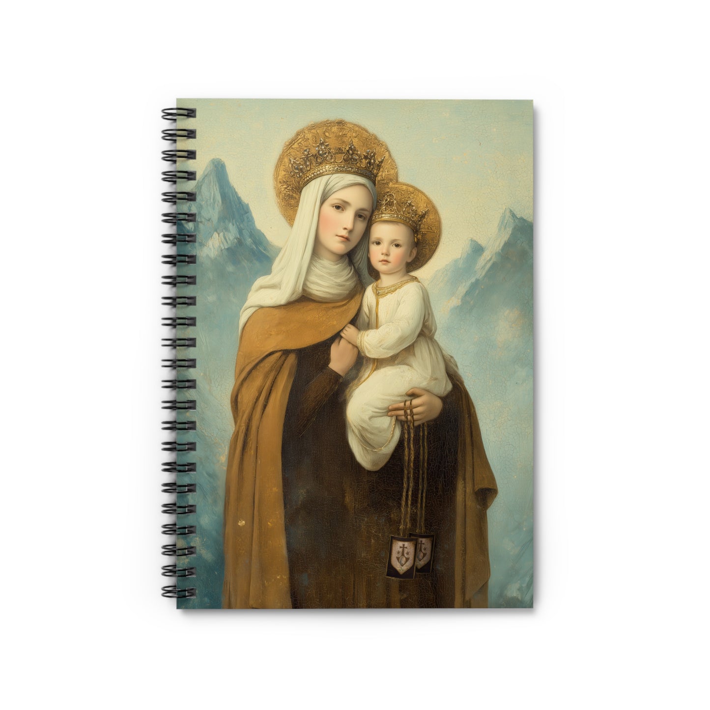 The Gift of the Scapular - Our Lady of Mount Carmel - Sanctified Souls Art - Religious Based Notebook - Spiral Notebook - Ruled Line