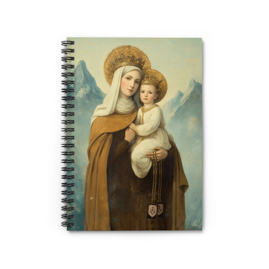 The Gift of the Scapular - Our Lady of Mount Carmel - Sanctified Souls Art - Religious Based Notebook - Spiral Notebook - Ruled Line